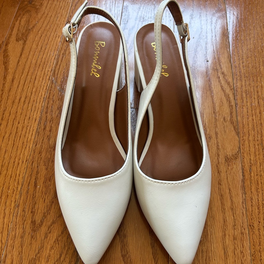 Bonnibel White Slingback Heels